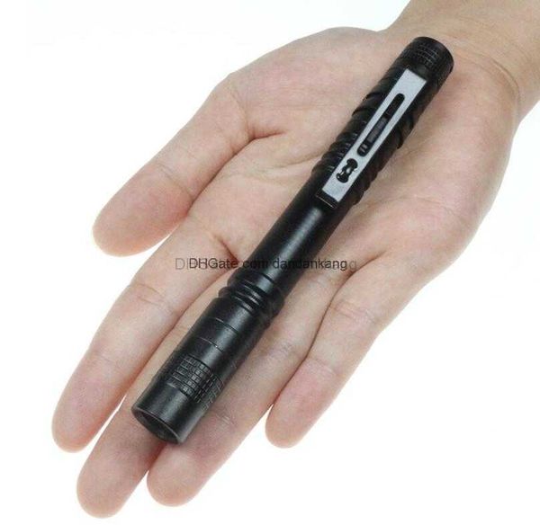 

wholesale dhl fedex ups led flashlights outdoor pocket portable torch lamp 1 mode 300lm pen light waterproof penlight with pen clip
