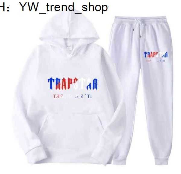 

tracksuit trapstar brand printed sportswear mens t shirts 16 colors warm two pieces set loose hoodie sweatshirt pants jogging 131, Black