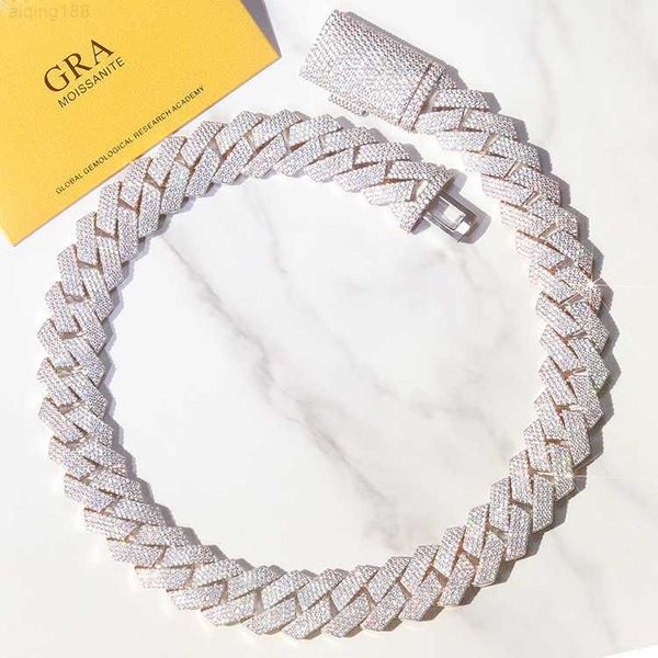

heavy solid silver 20mm wide 4rows gra moissanite diamond cuban link chain for mens rapper hip hop necklace