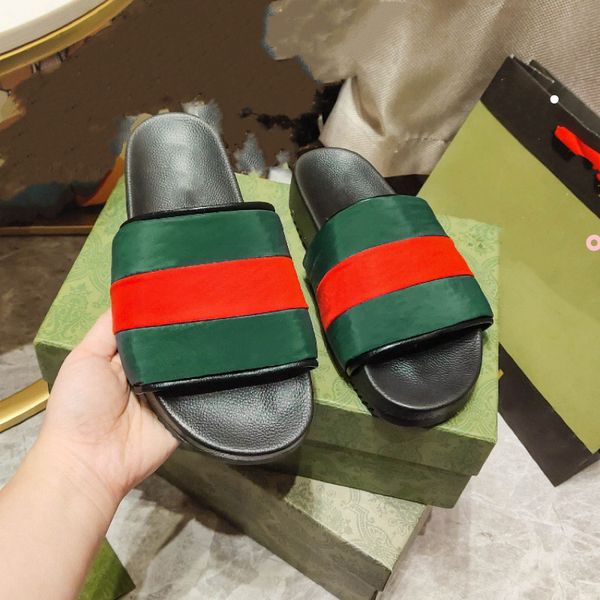 

luxury designer european style slippers men & woman size 35-44 blend in the red and green lady sandals bubble casual shoes flat sandals, Black
