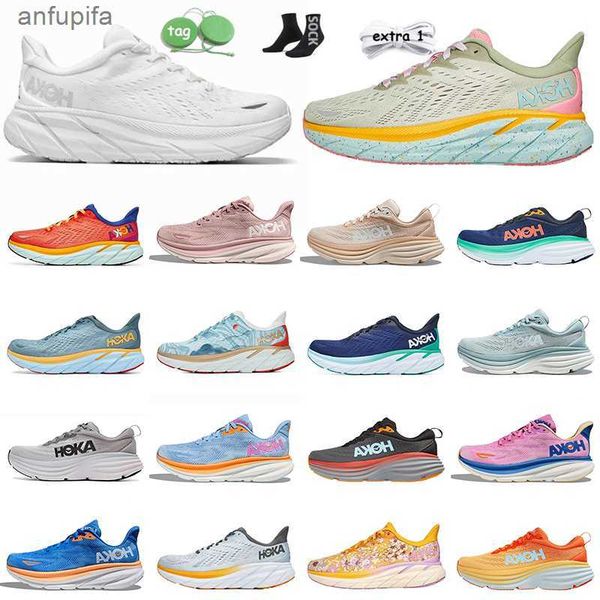 

hoka one bondi 8 shoes women mens hokas clifton 8 9 running sports shoe triple white black cyclamen sweet lilac people trainers mesh tennis