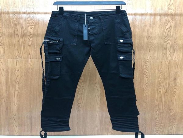 

mens luxury designer jeans pocket tooling black skinny zipper knee spell fashion jean man pants cloths5566525, Blue