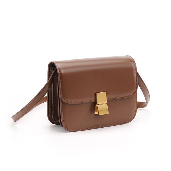 

evening bags fashion box metal button brown women's bag leather caramel tofu 230721