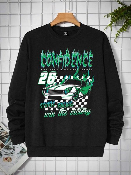 

men 's fashion men car letter graphic sweatshirt, White;black