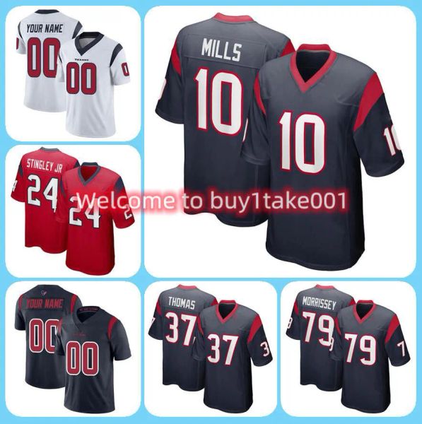 

jersey houston''texans''men 10 davis mills 2 marlon mack 79 jimmy morrissey 24 derek stingley jr. 91 roy lopez 37 tavier, Black;red
