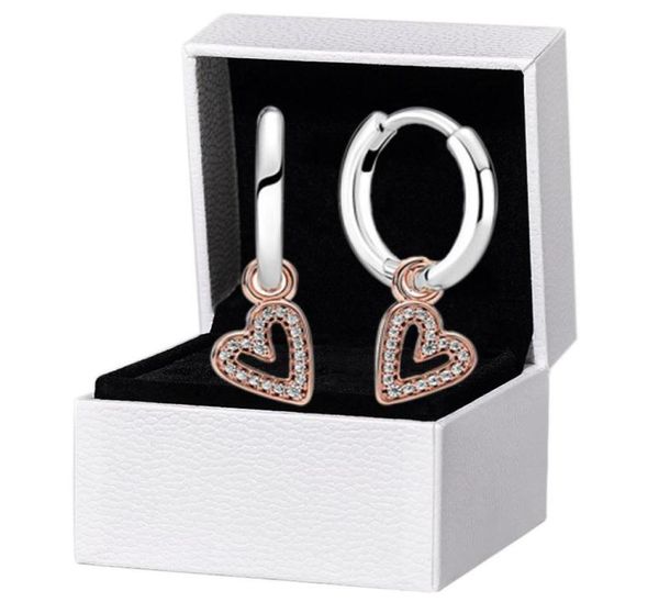 

and heart hoop earrings original box for p 925 sterling silver womens stud earring9301030, Golden;silver
