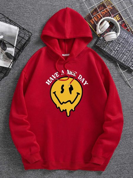 

men 's fashion men cartoon slogan graphic drawstring lined hoodie, White;black