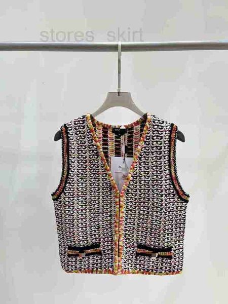 

women's knits & tees designer 23 early autumn new hook flower colorful knitwear original standard temperament slim fit small vest for w, White