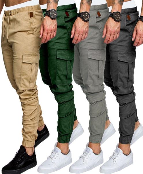 

fashion mens skinny urban straight cargo pants leg trousers casual pencil jogger tactical cargo pants male army trousers9859787, Black