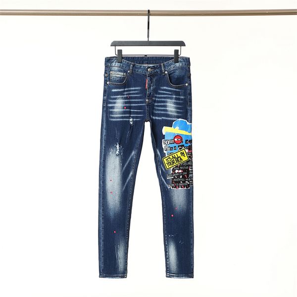 

men's long jeans stretch slim hip hop style jeans d10, Blue