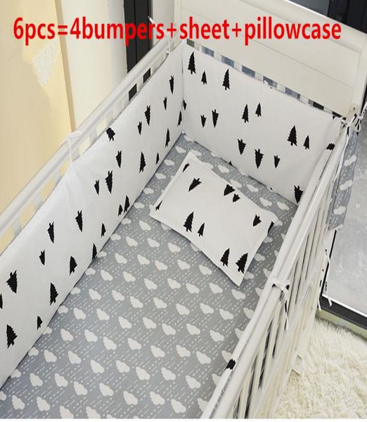 

promotion 6pcs bedclothes for baby cribs and cots for new born bed baby boy bedding set includebumperssheetpillow cover5503832