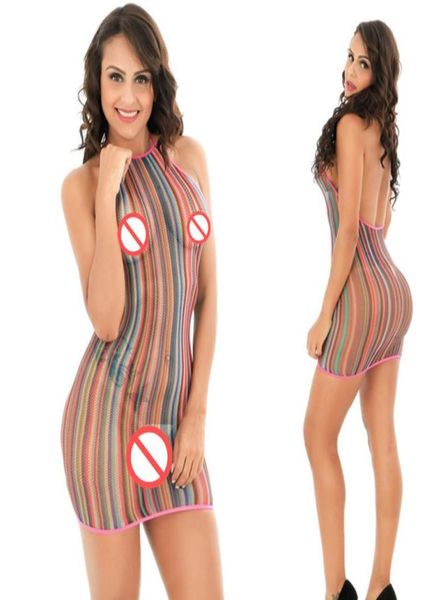 

lingerie summer dresses multicolour fishnet mesh net underwear babydoll chemises dress nigtclub costumes halter back3300186, Black