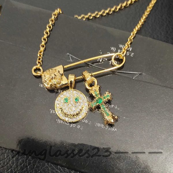 

collarbone necklace pendant necklace, smiley pin cross necklace, designer luxury brand pendant necklace, high edition high quality, Silver