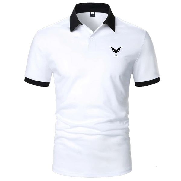 

men's polos eagle print polo shirts short sleeve contrast summer streetwear casual fashion 230721, White;black