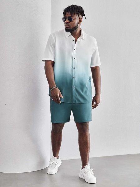 

men's clothing men ombre shirt shorts, White;black