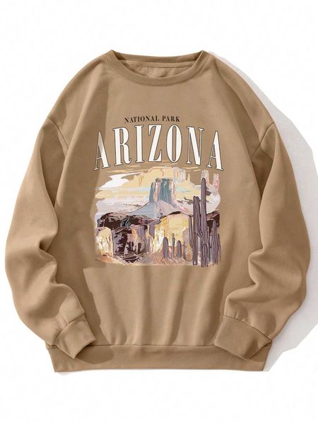 

men 's fashion men mountain and letter graphic lined sweatshirt, White;black