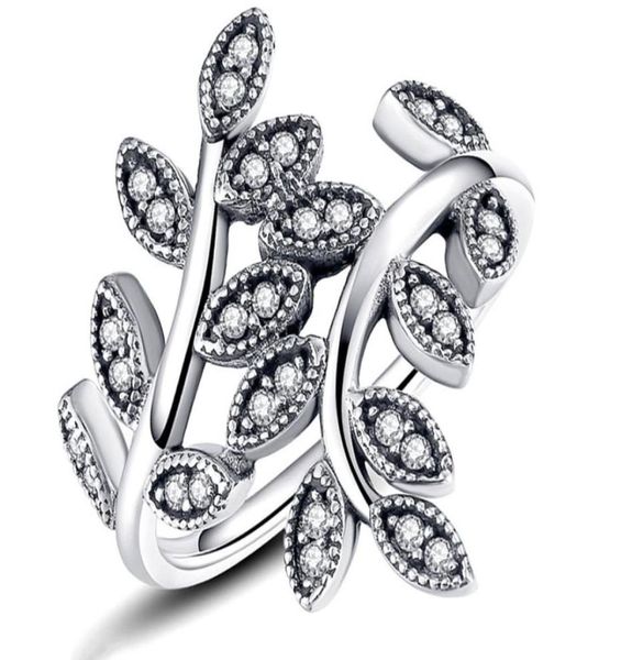 

cz diamond 925 sterling silver wedding ring set original box for pandora sparkling leaves ring women girls gift jewelry w1648778720