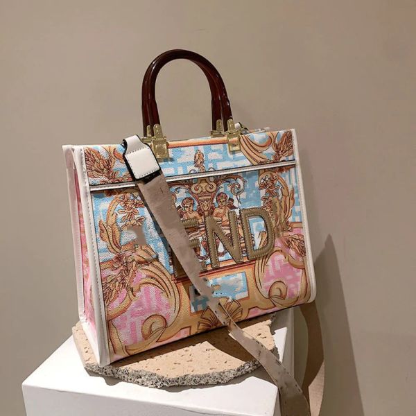 

new designer sunshine tote shopping bag women fashion handle crossbody shoulder strap beach handbag letter rom print leather travel branded