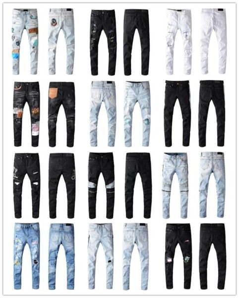 

2021 mens fashion skinny straight slim ripped jean elastic casual motorcycle biker stretch denim trouser classic pants 639 jeans s7304850, Blue