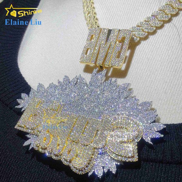 

fashion fine jewelry luxury vvs moissanite hip hop sterling silver 925 iced out diamond custom letter pendant