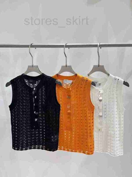 

women's knits & tees designer 23 summer new line single row button hollow out knit lace sleeveless outwear style tank q1z9, White