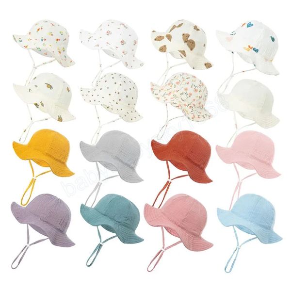 

summer outdoor bear embroidery baby boys bucket hats soft brim kids girls sun hat toddler children fisherman cap bonnet boys giftzz, Yellow