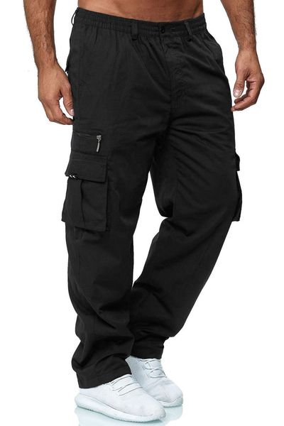 

men's pants men cargo summer work trousers stretch waist loose multi pocket casual sports outdoor wearing 230721, Black