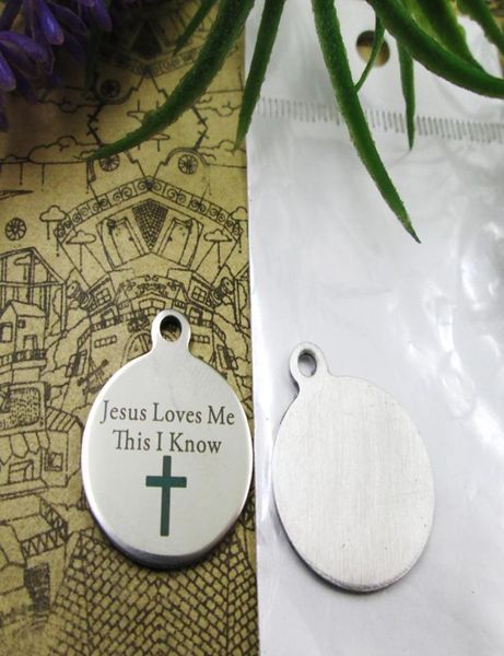 

40pcsstainless steel charmsquotjesus loves me this i knowquot more style choosing diy pendants for necklace1216777, Bronze;silver