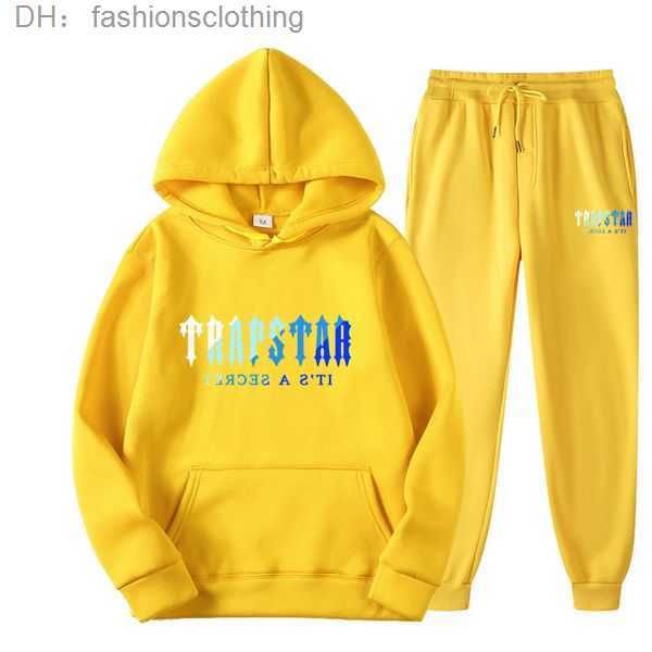 

2023 men's tracksuit jogger sportswear casual sweatershirts sweatpants streetwear pullover trapstar fleece sports suit men sets 5 ntua, Black