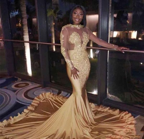 

gold mermaid prom dresses long sleeve beads appliques long vestidos prom evening gowns plus size party wear6985256, Black;red