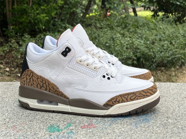 

basketball shoes jumpman 3 gs white brown ts outdoor sneakers with original box