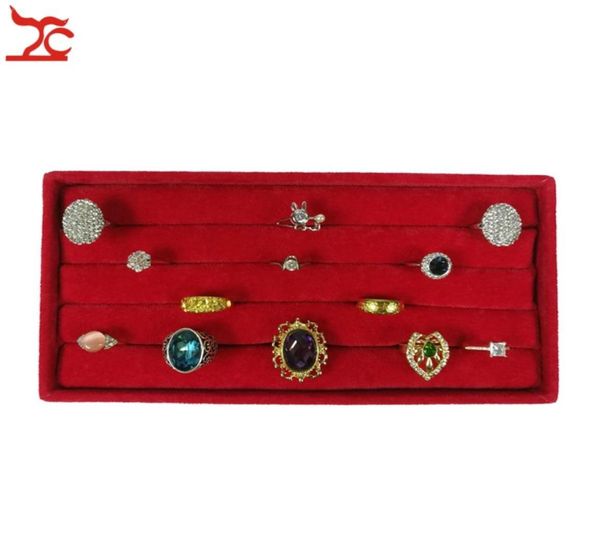 

red velvet small ring tray case earring stud cufflinks display box 5170449, Black