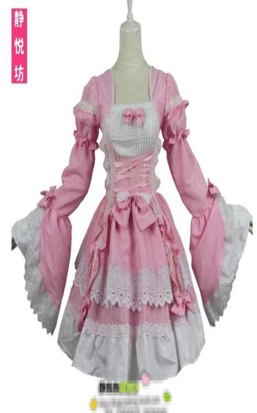 

retro lolita cosplay sweet lace princess pink black color maid costumes dovetail girls lolita dresses6595774, Black;red