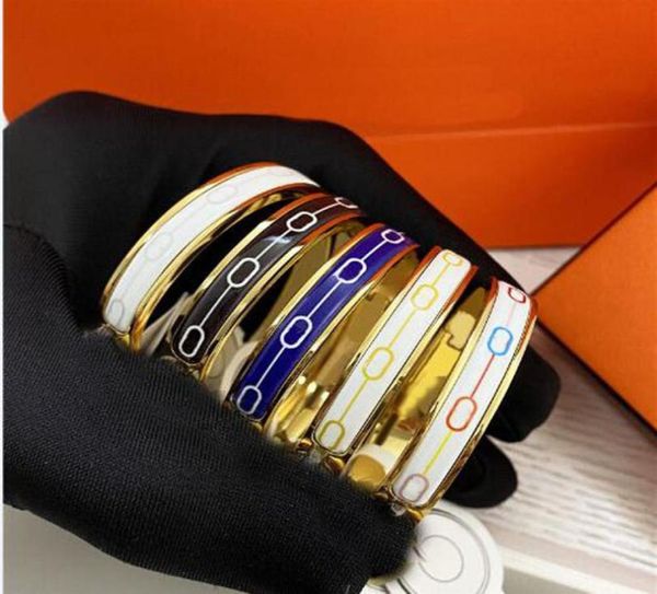 

classic design colour pattern enamel bangle bracelet narrow 8mm stainless steel high version ovalshape bangles bracelets for wome5209956, Black