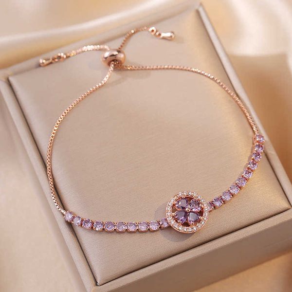 

feminine love zircon purple diamond exquisite elegant xiansen series rotating versatile gentle and simple bracelet, Golden;silver