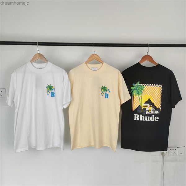

2023 rhude casual t-shirt men women oversized white black vintage t shirt rhude tee anime clothes