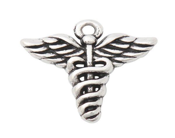 

whole antique silver plated diy medical sign alloy charms medical symbol double side pendant charms1821mm aac19005467347, Bronze;silver