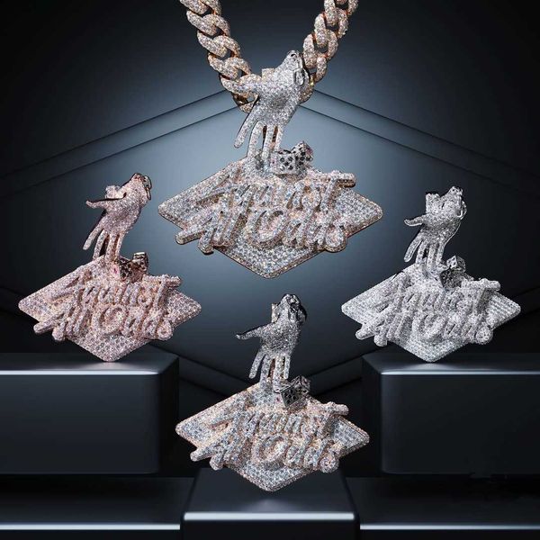 

rap star hip hop jewelry s925 sterling silver custom moissanite letter name pendant necklace
