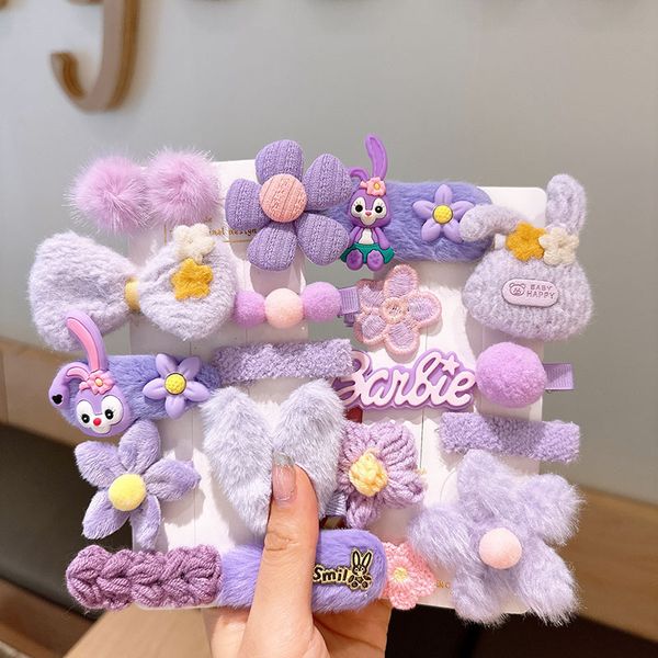 

fashion blogger designer jewelry autumn and winter children's cartoon hairpin plush style accessories headwear clips barrettes wholesal, Golden;silver