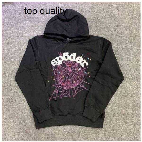 

red sp5der 555555 hoodie men women angel number puff pastry printing graphic spider web sweatshirts t220721 131, Black