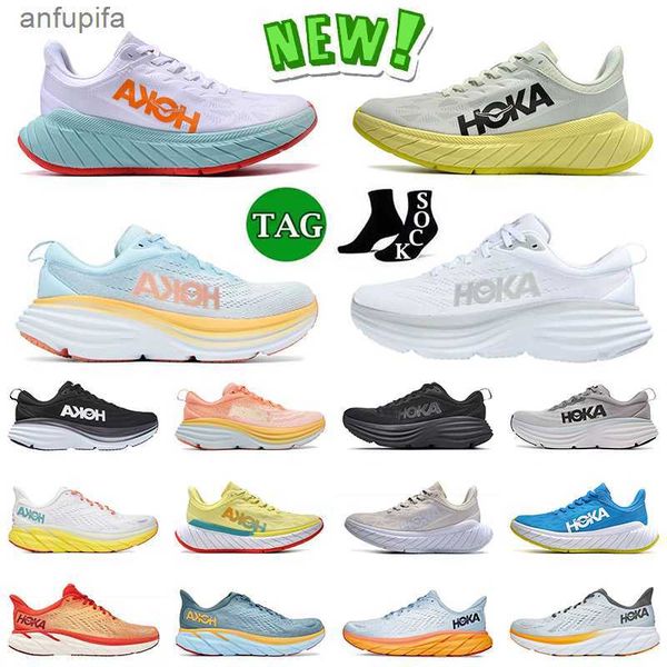 

runner hoka one running shoes hokas bondi designer carbon x2 clifton mens women trainers triple white summer song shark skin harbor mist lun, Black