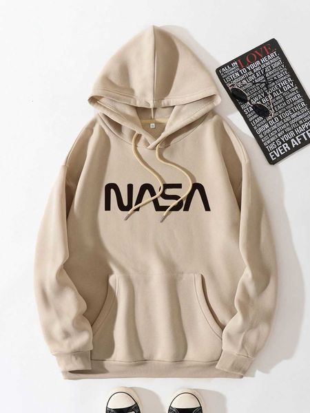 

men 's fashion men plus letter graphic kangaroo pocket drawstring lined hoodie