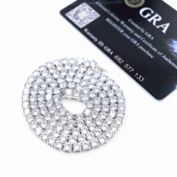 

4mm tennis chain 925 sterling silver chains hip hop jewelry gra certified women pass diamond tester gold plated