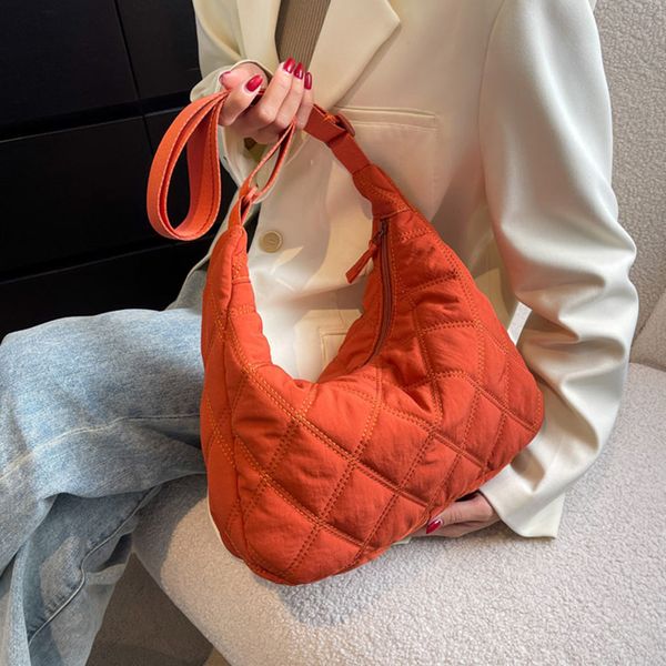 

evening bag nylon shoulder design cotton padded messenger solid color handbag 230721