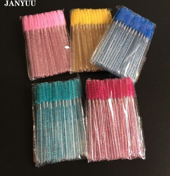 

50pcs crystal handle eyelash brushes makeup brushes cosmetic disposable mascara wands applicator eye lashes makeup tool4735391