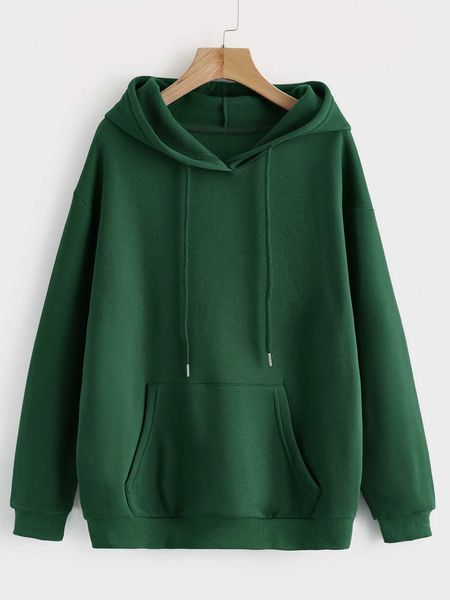 

drawstring kangaroo pocket shoulder lined hoodie, White;black