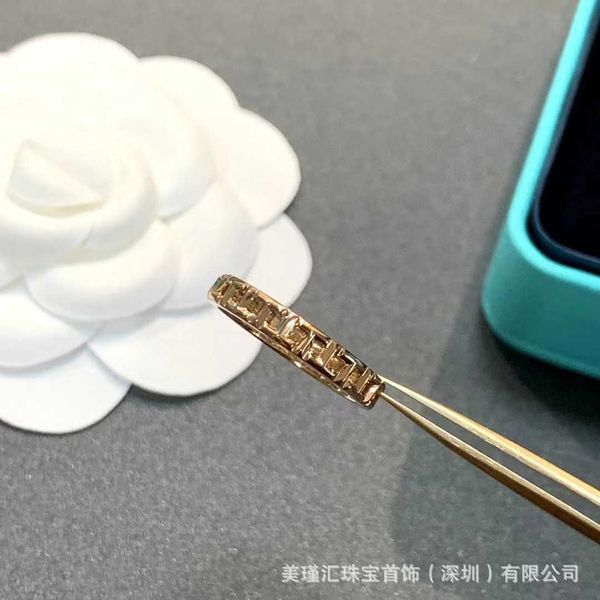 

famous brand tiffay double t ring 925 sterling silver plated rose gold narrow version xiao zhan same hollow lattice bracelet with logo