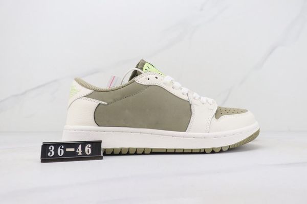 

with box 1 low ts golf basketball shoes men women olive white grey 1s sneaker