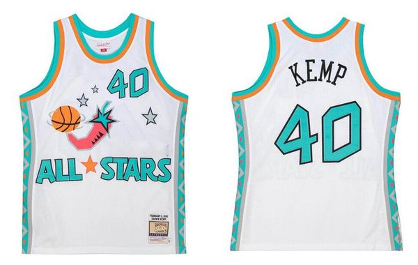 

stitched basketball jersey shawn kemp 1996 all-star mitchell and ness men women youth s-6xl jerseys, Black;red