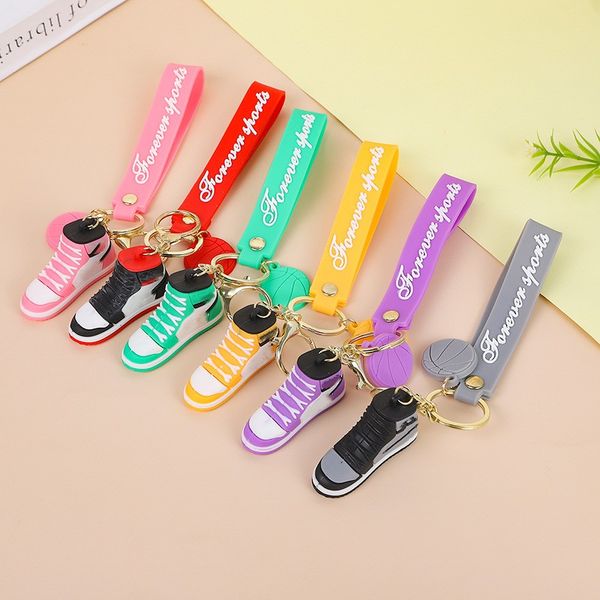 

wholesale designer mini silicone sneaker keychain men women kids key ring gift shoes keychains handbag chain basketball shoe key holder, Silver